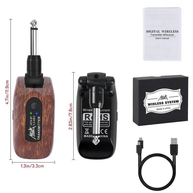 Alt view image 2 of 7 - Wireless Guitar System Transmitter Receiver Set 2.4GHz Built-in Rechargeable Lithium Battery Digital for Electric Guitar Bass
