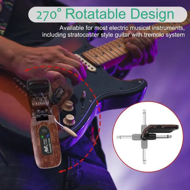 Alt view image 5 of 7 - Wireless Guitar System Transmitter Receiver Set 2.4GHz Built-in Rechargeable Lithium Battery Digital for Electric Guitar Bass