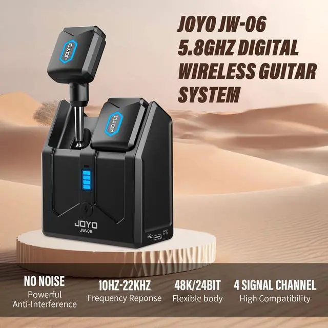 Alt view image 2 of 6 - Wireless Guitar System 5.8GHz Wireless Guitar Transmitter Receiver with Charging Box 4 Signal Channel for Guitarist Bass Electric Instruments (JW-06)