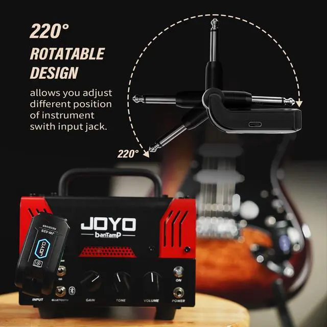 Alt view image 5 of 7 - 5.8GHz Wireless Guitar System Wireless Guitar Transmitter Receiver Rechargeable Audio with 4 Signal Channels for Electric Guitar Bass 20M (JW-02S)