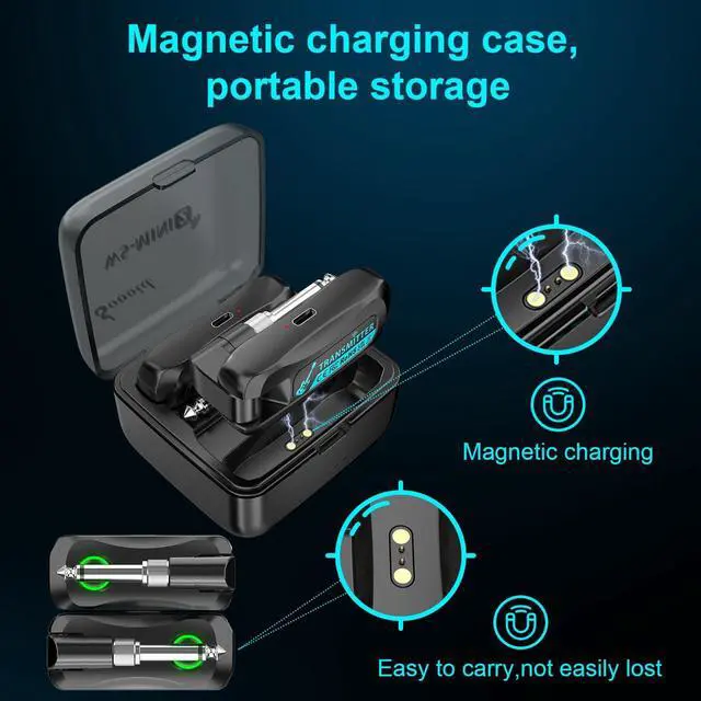Alt view image 3 of 7 - Wireless Guitar System 2.4 GHz with Magnetic Charging Case Wireless Guitar Transmitter Receiver for Guitar Bass Electric Instruments