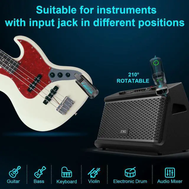 Alt view image 5 of 7 - Wireless Guitar System 2.4 GHz with Magnetic Charging Case Wireless Guitar Transmitter Receiver for Guitar Bass Electric Instruments