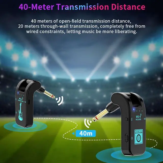 Alt view image 4 of 6 - Wireless Guitar System 2.4GHz 8 Channels Rechargeable Audio Wireless Guitar Transmitter Receiver for Bass Active Pickup Electric Instruments,48K/16bit Real-time Transmissio (Black)