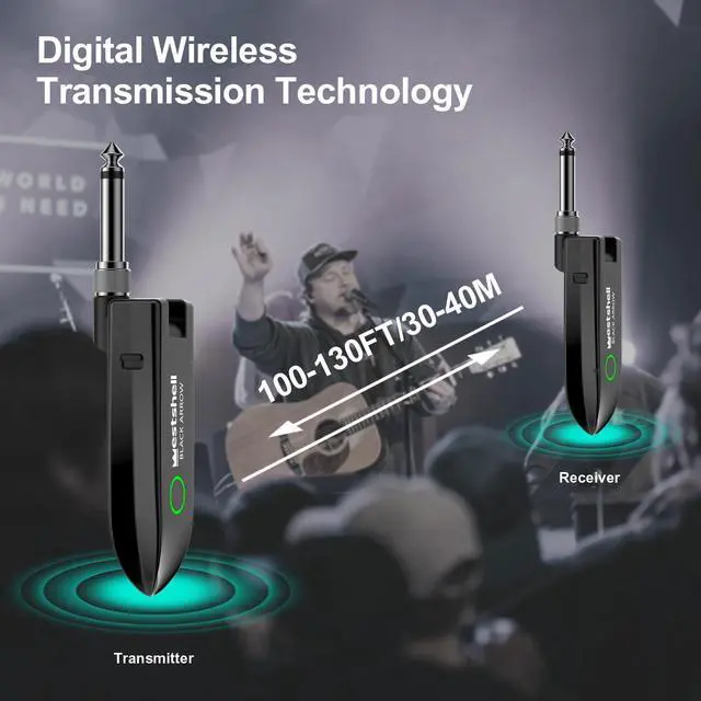 Alt view image 4 of 7 - Wireless Guitar System, Digital Wireless System Wireless Guitar Transmitter Receiver Support Multi Channels Rechargeable Long Battery Life for Guitar Bass Electric Instruments (Dark Black)
