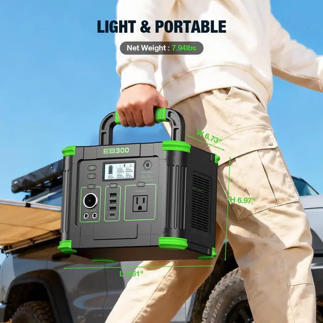 Alt view image 5 of 7 - Portable Power Station 300W, 288Wh Solar Generator with 60W USB-C PD Output, 110V Pure Sine Wave AC Outlet Backup Lithium Battery for Outdoors Camping Travel Home Blackout