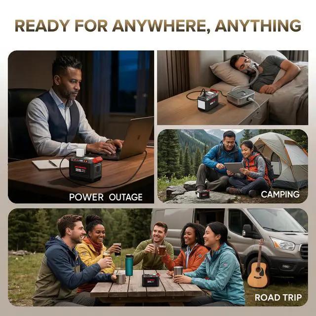 Alt view image 6 of 7 - 200W Portable Power Station 148Wh Camping Solar Generator Laptop Power Bank with AC Outlet 110V, DC, USB QC3.0, LED Flashlights for CPAP Home Outdoor Trip Emergency Backup