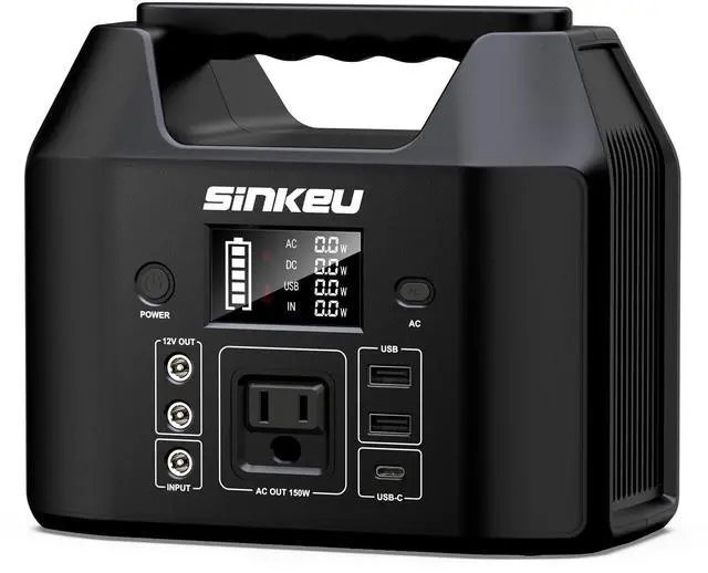 Main image of Portable Power Station 122.8Wh, LiFePO4 Battery Solar Generator for Home Use, 150W Power Bank with AC Outlet for Camping, RV, Emergency Backup