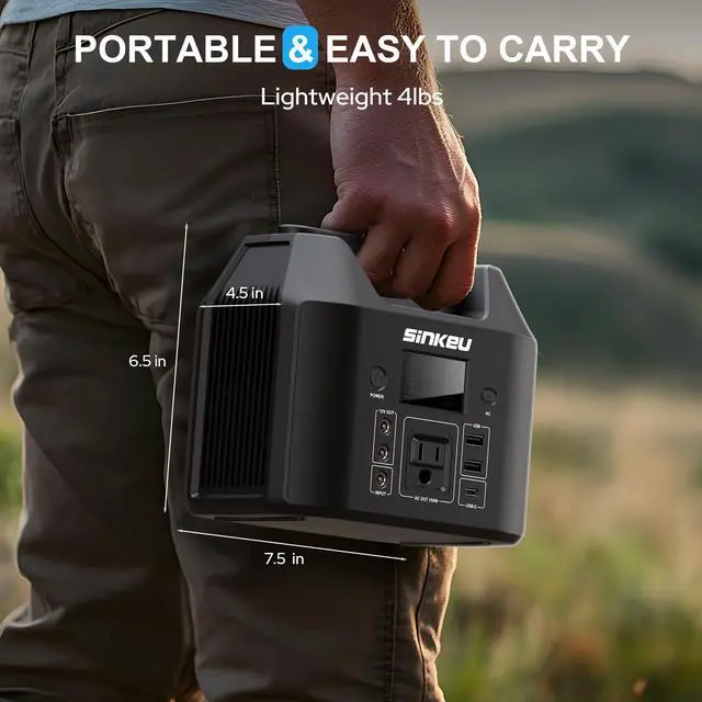 Alt view image 6 of 7 - Portable Power Station 122.8Wh, LiFePO4 Battery Solar Generator for Home Use, 150W Power Bank with AC Outlet for Camping, RV, Emergency Backup