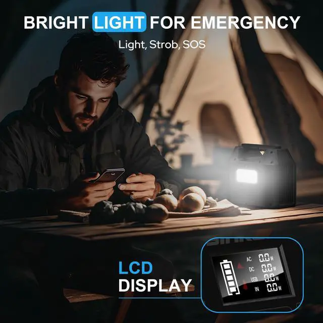 Alt view image 7 of 7 - Portable Power Station 122.8Wh, LiFePO4 Battery Solar Generator for Home Use, 150W Power Bank with AC Outlet for Camping, RV, Emergency Backup