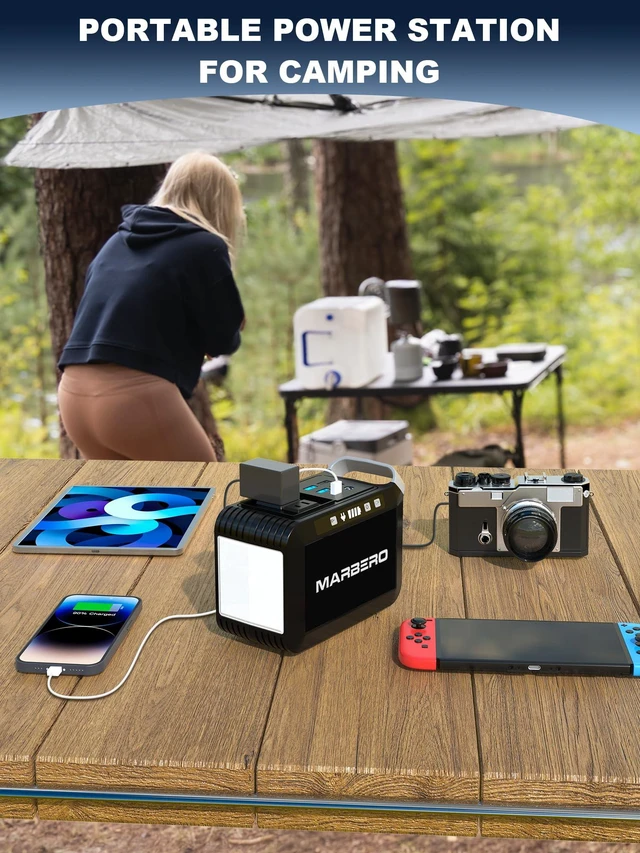 Alt view image 2 of 6 - MARBERO Portable Power Bank with AC Outlet, Peak 120W/110V Portable Laptop Battery Bank, 24000mAh Charger Power Supply with AC Outlet, Power Station for Outdoor Camping Home Office Hurricane Emergency