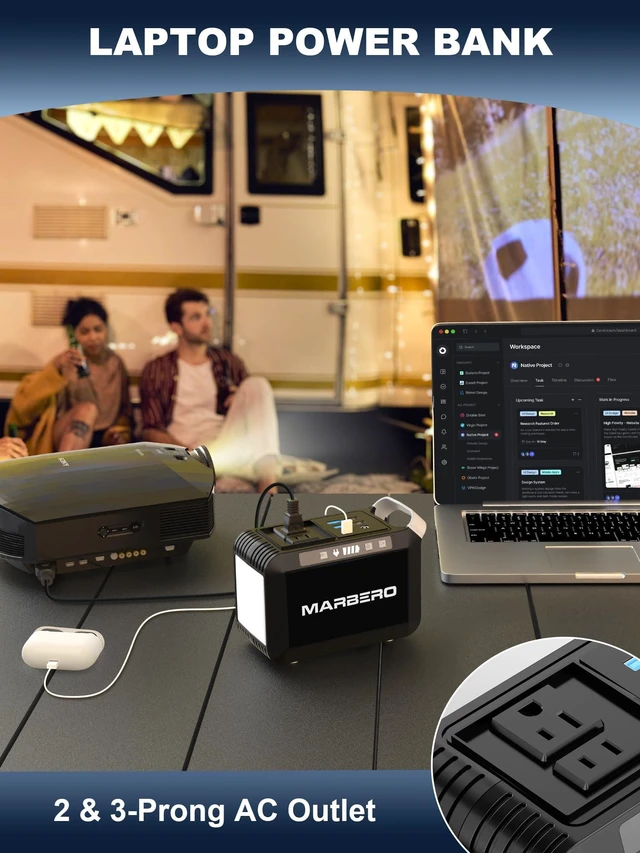 Alt view image 3 of 6 - MARBERO Portable Power Bank with AC Outlet, Peak 120W/110V Portable Laptop Battery Bank, 24000mAh Charger Power Supply with AC Outlet, Power Station for Outdoor Camping Home Office Hurricane Emergency