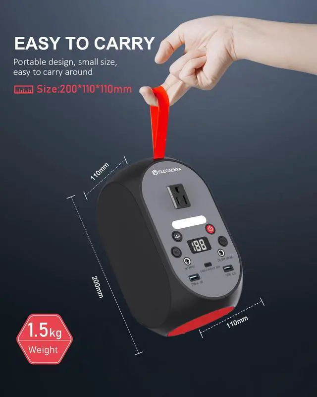 Alt view image 4 of 7 - 99Wh Portable Power Station, 120W (Peak 200W) LiFePO4 Battery Bank Backup, AC DC USB C Outputs for Laptop Tablet Phones Camera Drone, Solar Generator for Home Outdoor Camping RV Emergency