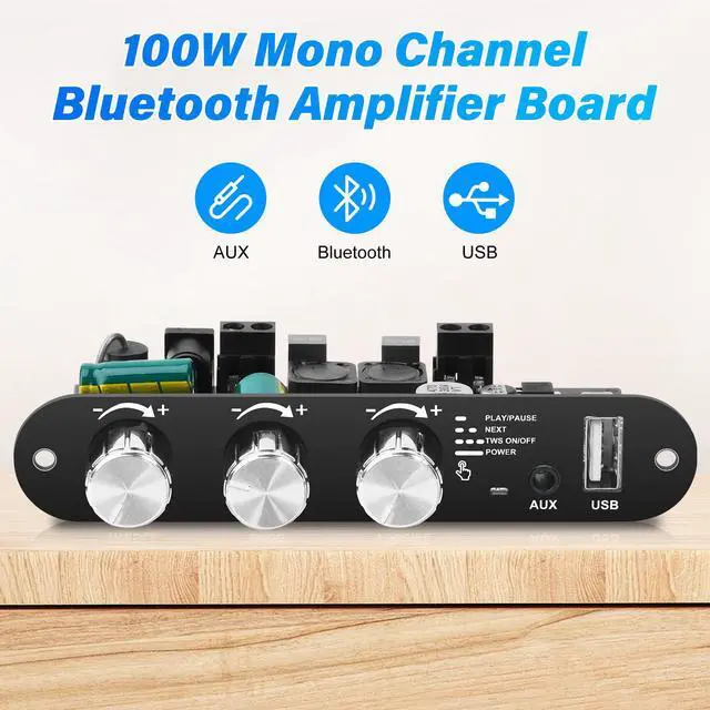 Alt view image 3 of 7 - ZK-1001U Mono Bluetooth Amplifier Board with TWS, 100W Peak Power Home Audio Amplifier Board,Vehicle Amplifier Wide Voltage Input 9-24V,Supports USB/AUX/Bluetooth Input for DIY Wireless Speaker