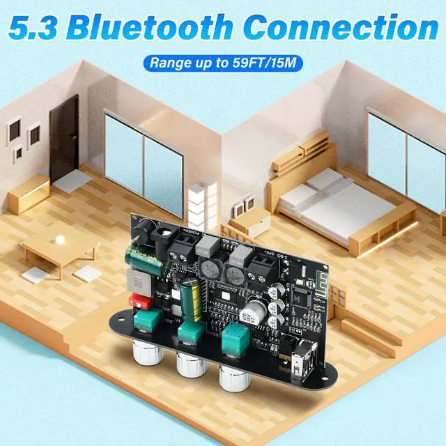 Alt view image 6 of 7 - ZK-1001U Mono Bluetooth Amplifier Board with TWS, 100W Peak Power Home Audio Amplifier Board,Vehicle Amplifier Wide Voltage Input 9-24V,Supports USB/AUX/Bluetooth Input for DIY Wireless Speaker
