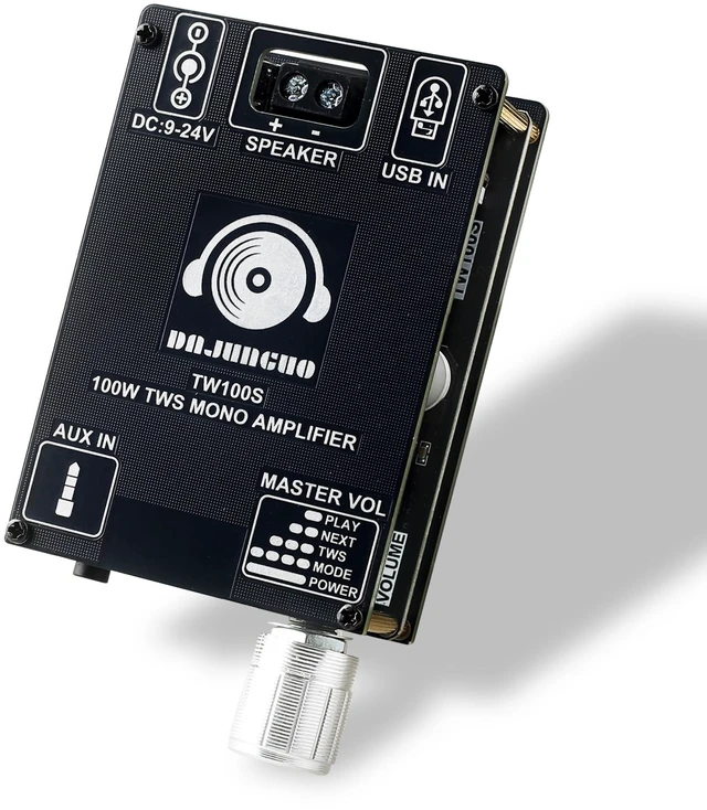 Main image of TW100S Mono Bluetooth Amplifier Board with TWS, 100W Vehicle Audio Amplifier with TPA3116, Wide Voltage Input 9-24V, Supports USB/AUX/Bluetooth Input