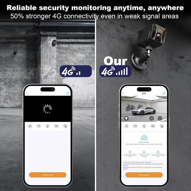 Alt view image 2 of 7 - 4G LTE Cellular Security Camera Indoor, Off Grid Security Camera No WiFi with Long Standby Battery Life, Night Vision, Human Detect, Portable Magnetic SIM Card Cam for Garage, Vacant House, RV, Home