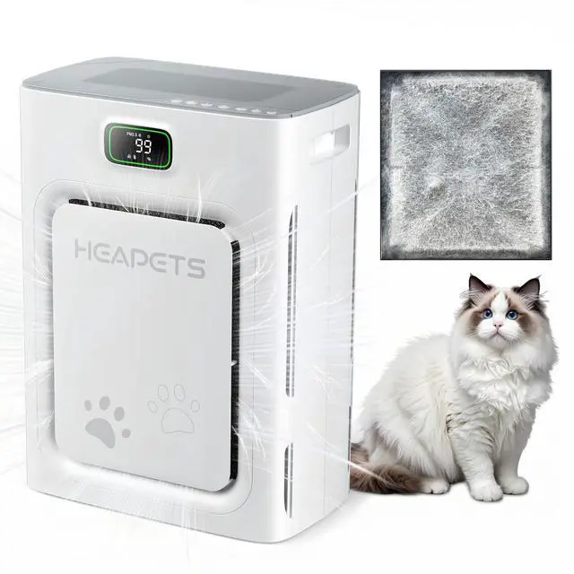 Main image of Pet Air Purifier for Home Large Room 2500 sq ft, H13 HEPA Washable Double-Sided Filter,Air Cleaner for Pet Hair Dander Odor Allergies Pollutant Smoke Dust,PM2.5 Air Quality Monitor,Auto Mode,P358 Grey