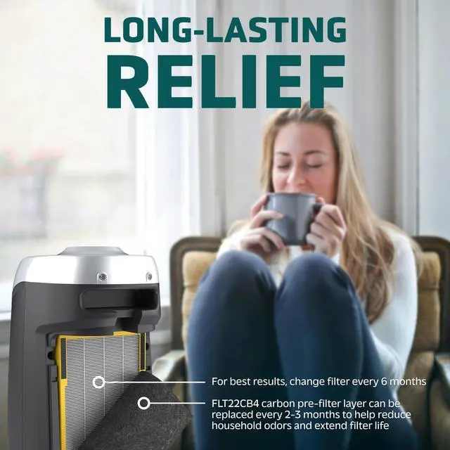 Alt view image 3 of 6 - Filter B HEPA Pure Genuine Air Purifier Filter, Removes 99.97% of Pollutants, Wildfire Smoke, Odors, for Ac4825, Ac4300, Ac4850, Ac4880, Ac4900, Cdap4500, Ap2200, Flt4825