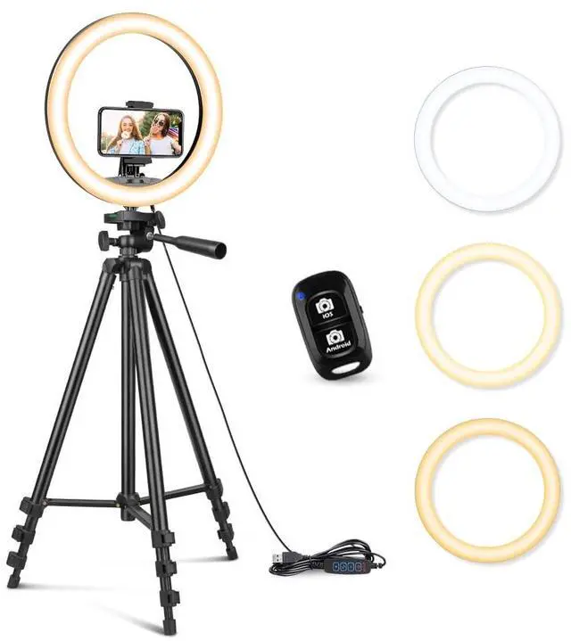 Main image of 12'' Ring Light with 50'' Extendable Tripod Stand, LED Circle Lights with Phone Holder for Live Stream/Makeup/YouTube Video/TikTok, Compatible with All Phones