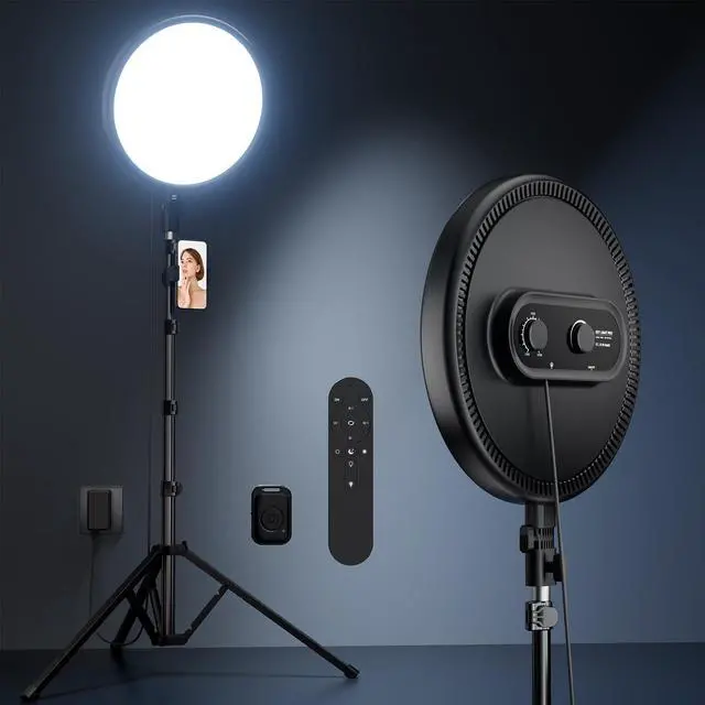 Main image of Large Ring Light with Stand, 72 Tripod with Ring Light, 6500K Full-Screen Ringlight Tripod for iPhone with Phone Holder, Selfie Light for Makeup, Barber, Video Recording, Photography