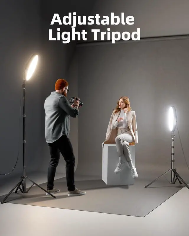 Alt view image 3 of 7 - Large Ring Light with Stand, 72 Tripod with Ring Light, 6500K Full-Screen Ringlight Tripod for iPhone with Phone Holder, Selfie Light for Makeup, Barber, Video Recording, Photography