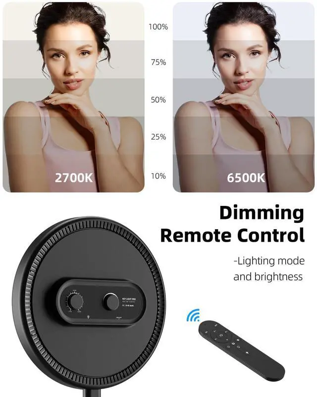 Alt view image 5 of 7 - Large Ring Light with Stand, 72 Tripod with Ring Light, 6500K Full-Screen Ringlight Tripod for iPhone with Phone Holder, Selfie Light for Makeup, Barber, Video Recording, Photography