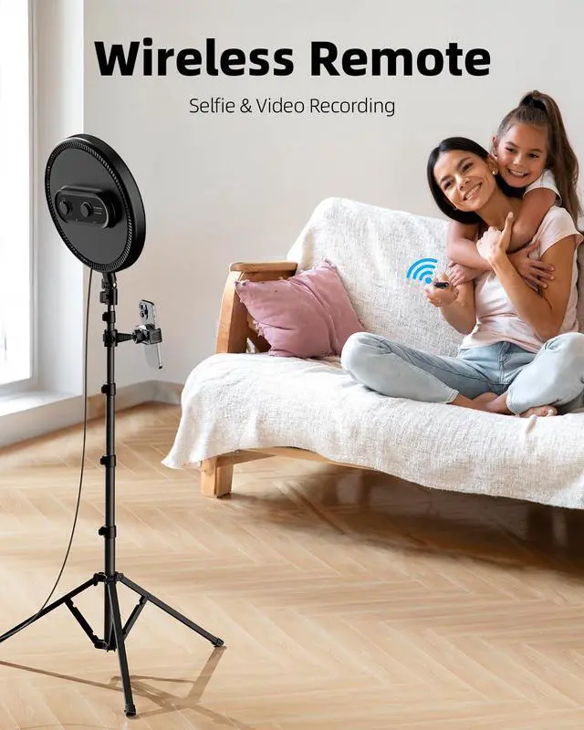 Alt view image 6 of 7 - Large Ring Light with Stand, 72 Tripod with Ring Light, 6500K Full-Screen Ringlight Tripod for iPhone with Phone Holder, Selfie Light for Makeup, Barber, Video Recording, Photography