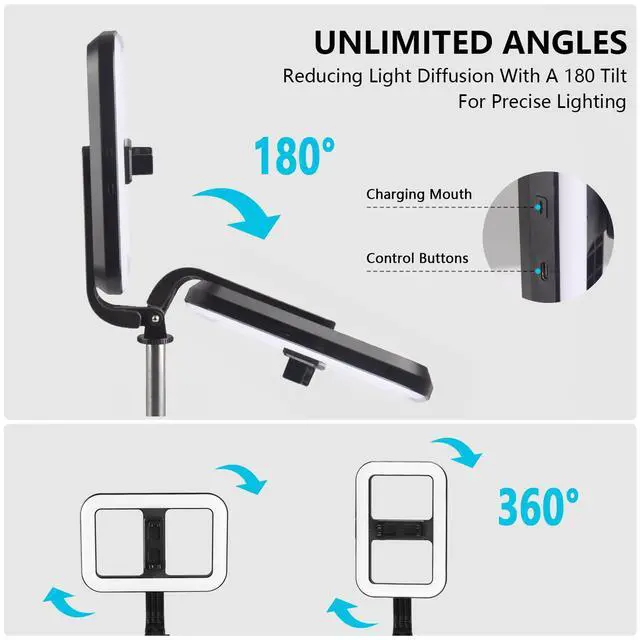 Alt view image 3 of 7 - Selfie Ring Light with Stand, Tripod with Dimmable LED Lights, Extendable Ring Light Tripod for Photography, Video Recording, Live Stream, Makeup