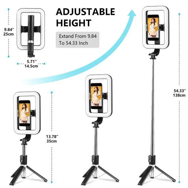 Alt view image 2 of 7 - Selfie Ring Light with Stand, Tripod with Dimmable LED Lights, Extendable Ring Light Tripod for Photography, Video Recording, Live Stream, Makeup
