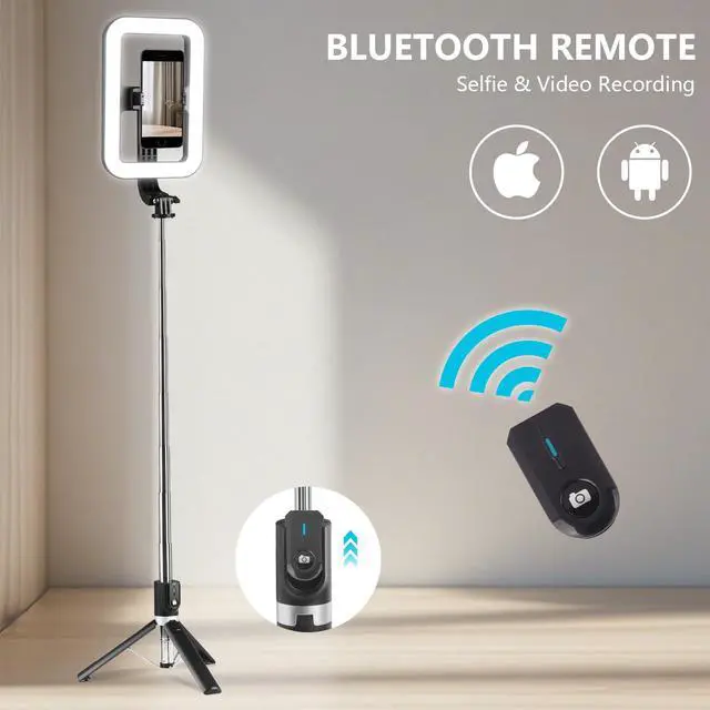 Alt view image 5 of 7 - Selfie Ring Light with Stand, Tripod with Dimmable LED Lights, Extendable Ring Light Tripod for Photography, Video Recording, Live Stream, Makeup