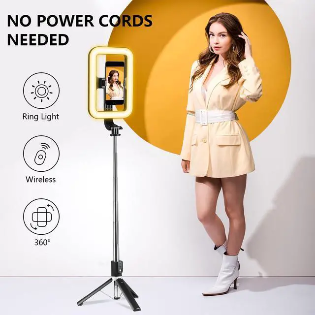 Alt view image 6 of 7 - Selfie Ring Light with Stand, Tripod with Dimmable LED Lights, Extendable Ring Light Tripod for Photography, Video Recording, Live Stream, Makeup