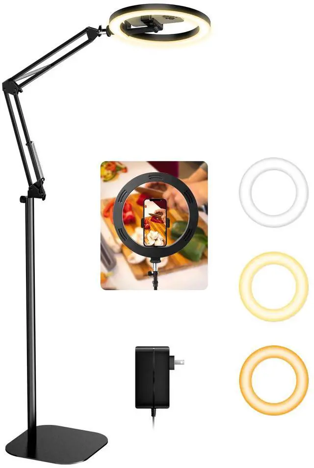 Main image of Ring Light with Stand Tripod for iPhone Upgrade 1800 Lumens 10 Overhead Phone Tripod with Light, 2X Brighter Lighting for Video Recording, TikTok, YouTube, Streaming & Content Creator Essentials