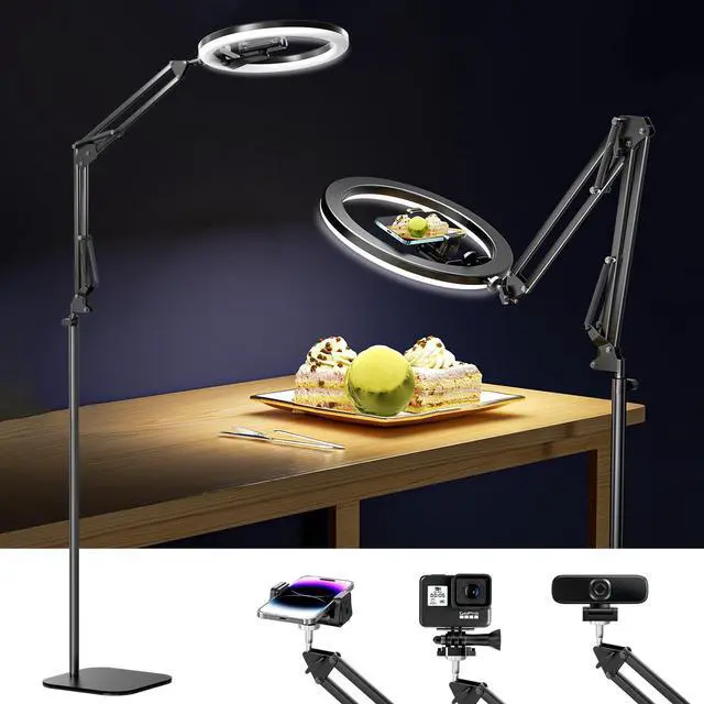 Main image of 12" Ring Light Tripod for iPhone with Overhead Phone Mount, 75" Tall Ring Lights with Stand and Camera Mounts for Photography/Live Streaming/TikTok/YouTube Content Creation