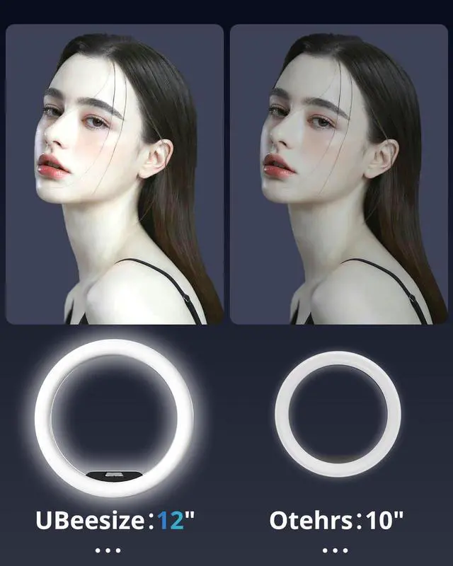 Alt view image 2 of 6 - 12" Ring Light Tripod for iPhone with Overhead Phone Mount, 75" Tall Ring Lights with Stand and Camera Mounts for Photography/Live Streaming/TikTok/YouTube Content Creation