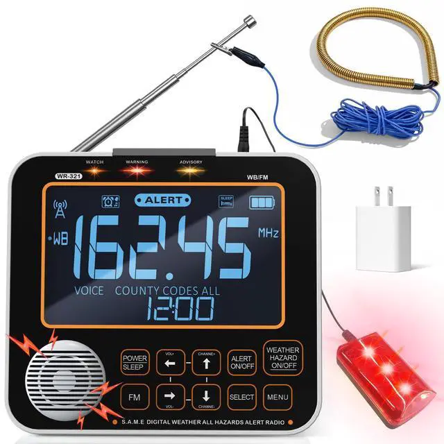 Main image of NOAA Weather Alert Radio for Home - S.A.M.E. Localized Programming, 23 Country Codes & 75+ Emergency Alerts NOAA Weather Radio with Battery Backup External Antenna and Warning Light for Home
