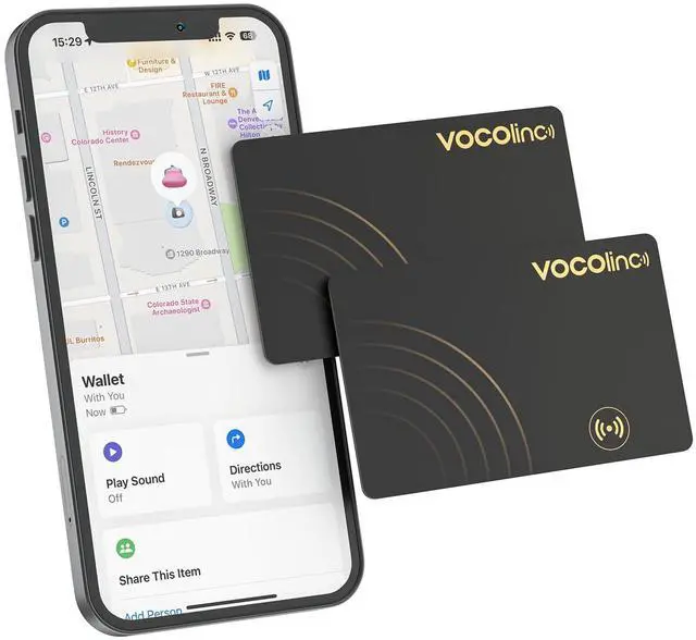 Main image of Air Tag Card Wallet Tracker 1.6mm 2 Pack, Smart Item Finder Work with Apple Find My APP (iOS Only, Android not Supported), Locator for Luggage, Suitcase, Bags, Backpack.