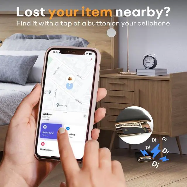 Alt view image 3 of 7 - Air Tag Card Wallet Tracker 1.6mm 2 Pack, Smart Item Finder Work with Apple Find My APP (iOS Only, Android not Supported), Locator for Luggage, Suitcase, Bags, Backpack.