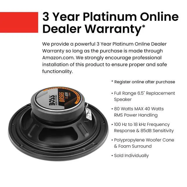 Alt view image 2 of 6 - BRS65 6.5 Inch Replacement Car Door Speaker - 80 Watts Max, Sold Individually