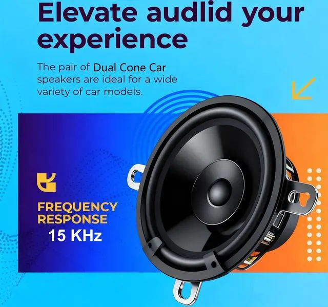 Alt view image 3 of 7 - 5.25" Speaker,Dual Cone Car Speaker,5 Door speaker Single Unit,Full Range,65W 4 Ohm,Wide Frequency Response,Enhanced Bass,Polypropylene Cone,Rubber Surround,OEM Replacement,Coaxial,Car Stereo System