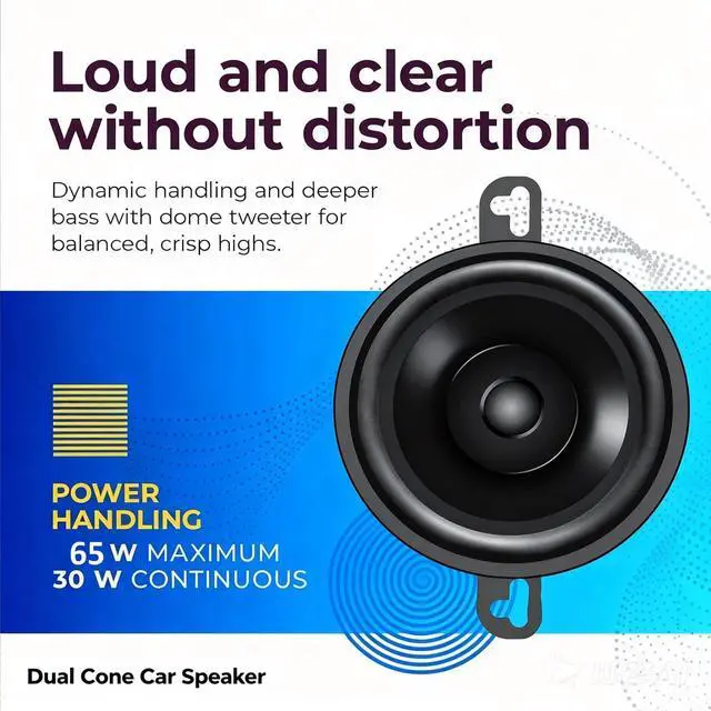 Alt view image 4 of 7 - 5.25" Speaker,Dual Cone Car Speaker,5 Door speaker Single Unit,Full Range,65W 4 Ohm,Wide Frequency Response,Enhanced Bass,Polypropylene Cone,Rubber Surround,OEM Replacement,Coaxial,Car Stereo System