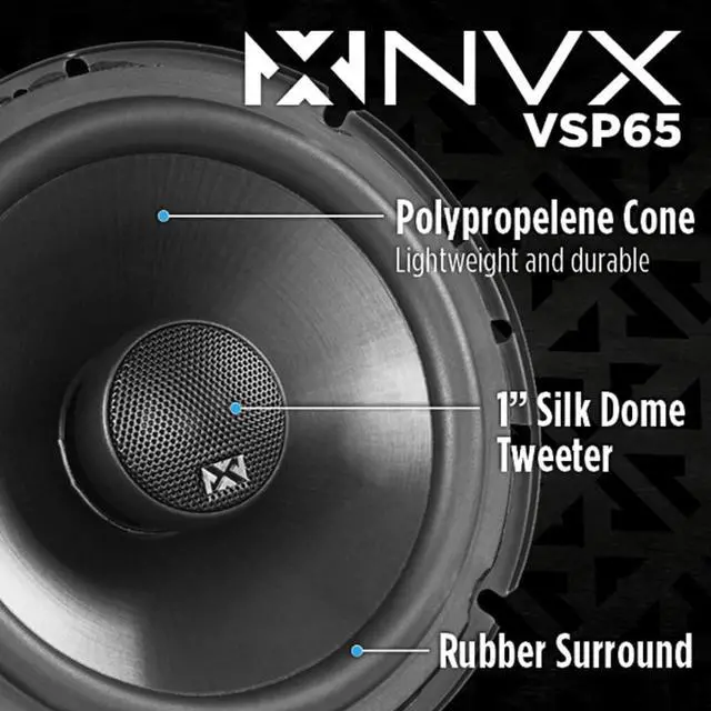 Alt view image 3 of 7 - VSP65 6.5" Premium Car Speakers, 600W Max, 200W RMS, 2-Way 6-1/2 inch Coaxial w/ 1" Silk Dome Tweeters & Built-in X-Overs, Easy to Install in Cars/Trucks/Doors (Pair)