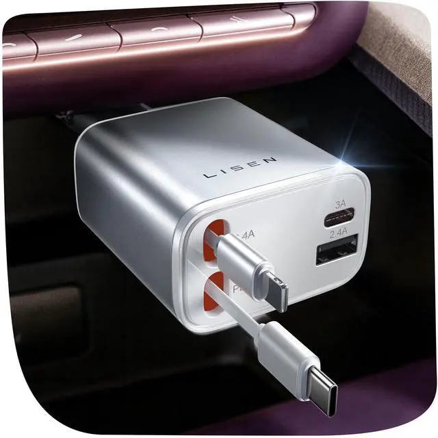Main image of Retractable Car Charger for iPhone, for iPhone 17 Pro Max 16 15 14 13 12 Plus Mini, Cute 4 in 1 Retractable USB C Car Charger Fast Chareg for Women Men, 84W Fast Charging Car Accessorie