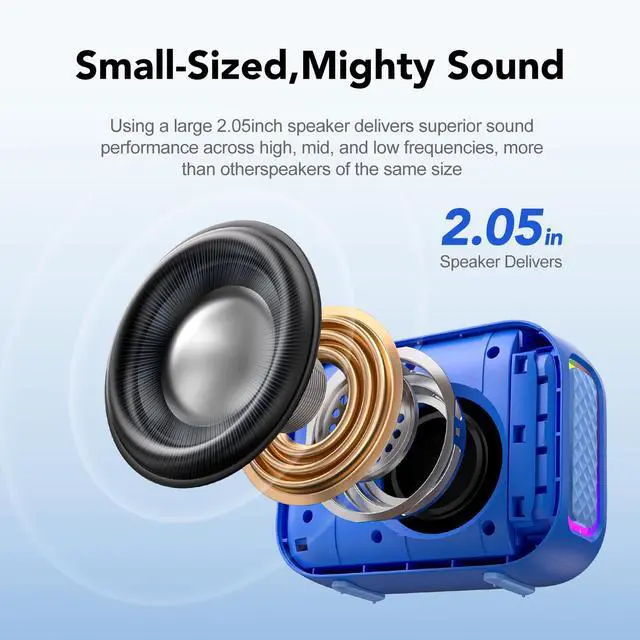 Alt view image 2 of 7 - Portable Bluetooth Speaker Waterproof Gift: IPX5 HD Sound Up to 24H Playtime, TWS Pairing, Wireless Speakers with Lights, Mom Gifts, Outdoor|Travel| Camping|Pool|Beach Essentials Accessories-Blue