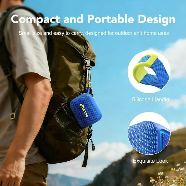 Alt view image 6 of 7 - Portable Bluetooth Speaker Waterproof Gift: IPX5 HD Sound Up to 24H Playtime, TWS Pairing, Wireless Speakers with Lights, Mom Gifts, Outdoor|Travel| Camping|Pool|Beach Essentials Accessories-Blue
