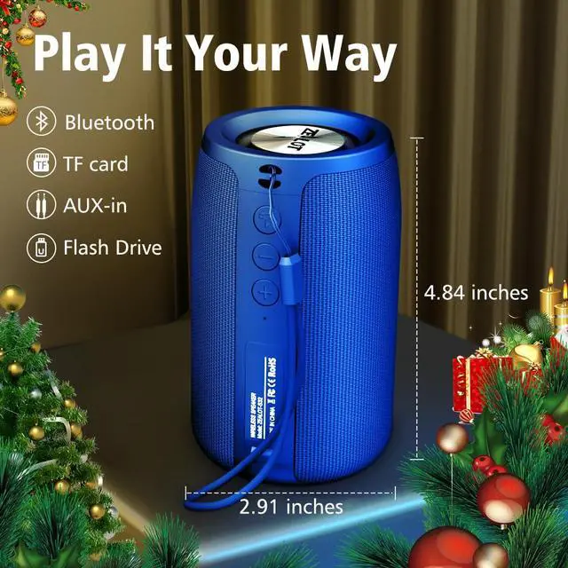 Alt view image 4 of 7 - Bluetooth Speaker, Portable Speaker S32,Wireless for Outdoor,IPX5 Waterproof, Bluetooth 5.0, Dual Pairing, USB, TF Card, AUX for Home & Outdoor Travel Hiking Camping Beach (Blue)