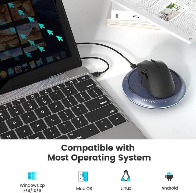 Alt view image 2 of 7 - Mouse Mover Undetectable Mouse Jiggler with ON/Off Switch,Turn & Stop, 2 Speed Modes with Memory Function, Random Move Mechanical Turntable Pad for Wired & Wireless Mouse