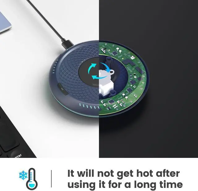 Alt view image 6 of 7 - Mouse Mover Undetectable Mouse Jiggler with ON/Off Switch,Turn & Stop, 2 Speed Modes with Memory Function, Random Move Mechanical Turntable Pad for Wired & Wireless Mouse