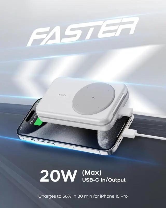 Alt view image 6 of 7 - Portable Charger, 3-in-1 Charging Station 10000mAh Portable Charger Power Bank for MagSafe Foldable Battery Pack Travel for iPhone 17/16/15/14/13/12, for Apple Watch 11/10/9/8/7/Ultra/3/2, White