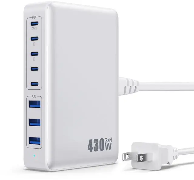 Main image of USB C Charger 430W USB C Charger Block, 8-Ports GaN IV Fast Charging Station Hub,PD 100W Laptop Charger Adapter,for MacBook Pro/Air/iPad/iPhone16/15/14/Apple Watch/DELL/Samsung for Home Office