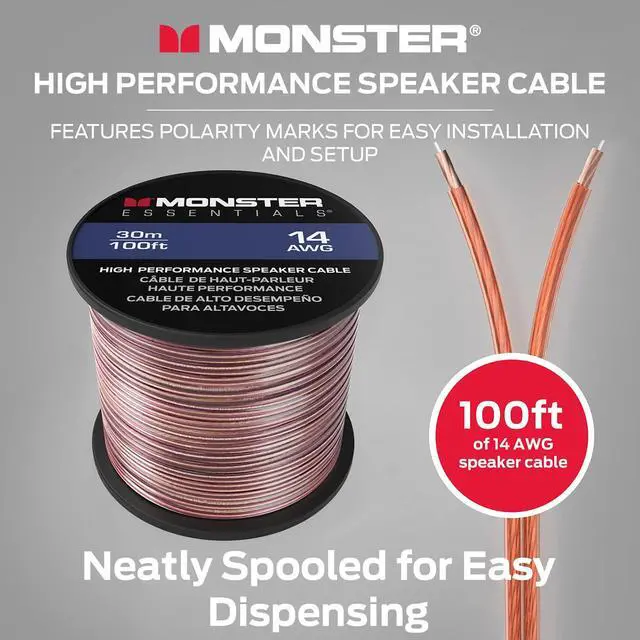 Alt view image 3 of 7 - XP 14 Gauge Speaker Wire 100ft, CCA Audio Cable for Home Theater, Car Audio, Subwoofers & Stereo Speakers, 14 AWG, Banana Plug Compatible